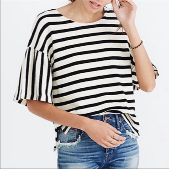 Madewell Tops - 5/$25 NEW Madewell Striped Bell Short Sleeve Top